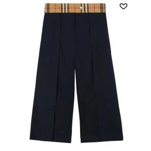 Burberry Kids Navy Trousers with Plaid Waistband